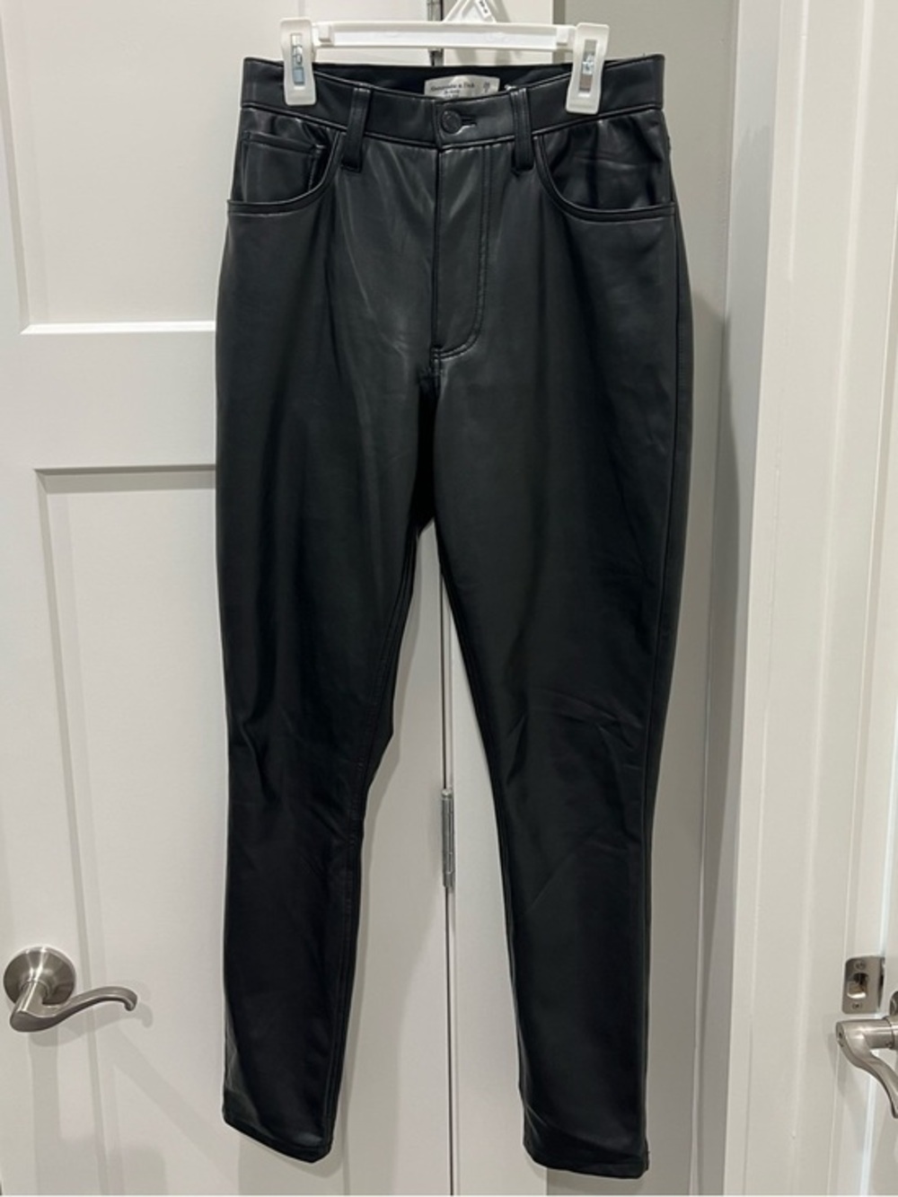 Abercrombie & Fitch Black Faux Leather Skinny High-Rise Pants